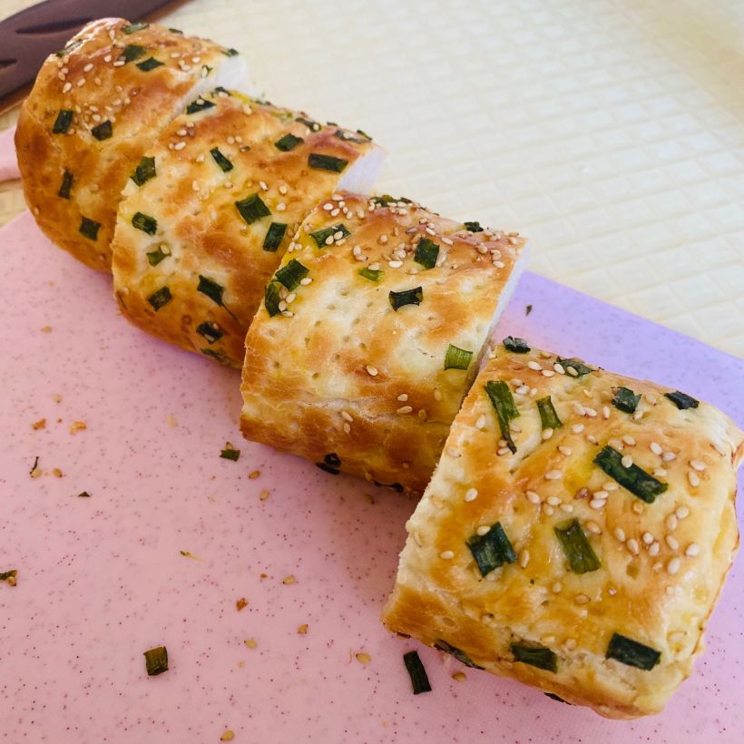 申精#楠の厨记葱香十足的肉松面包卷