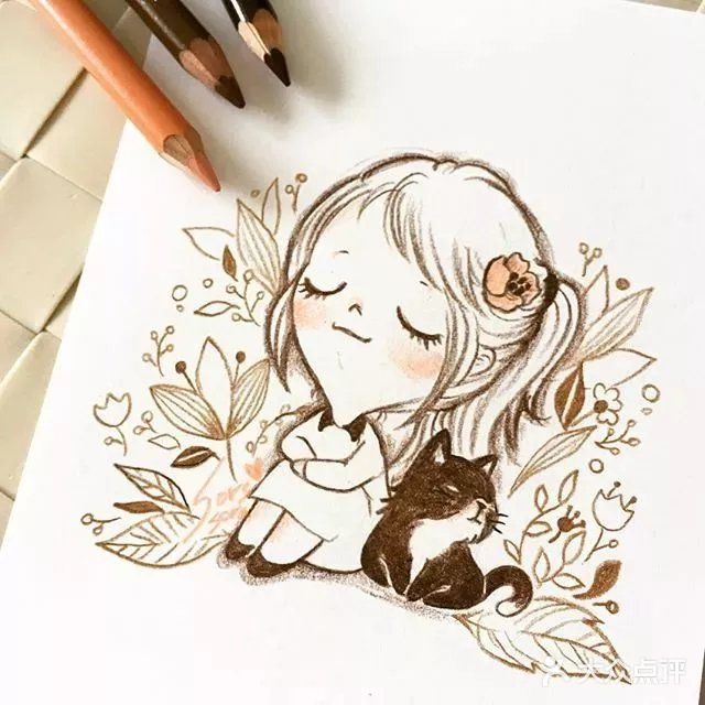 小清新彩铅人物画，每一张都超萌哒！