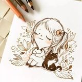 小清新彩铅人物画，每一张都超萌哒！