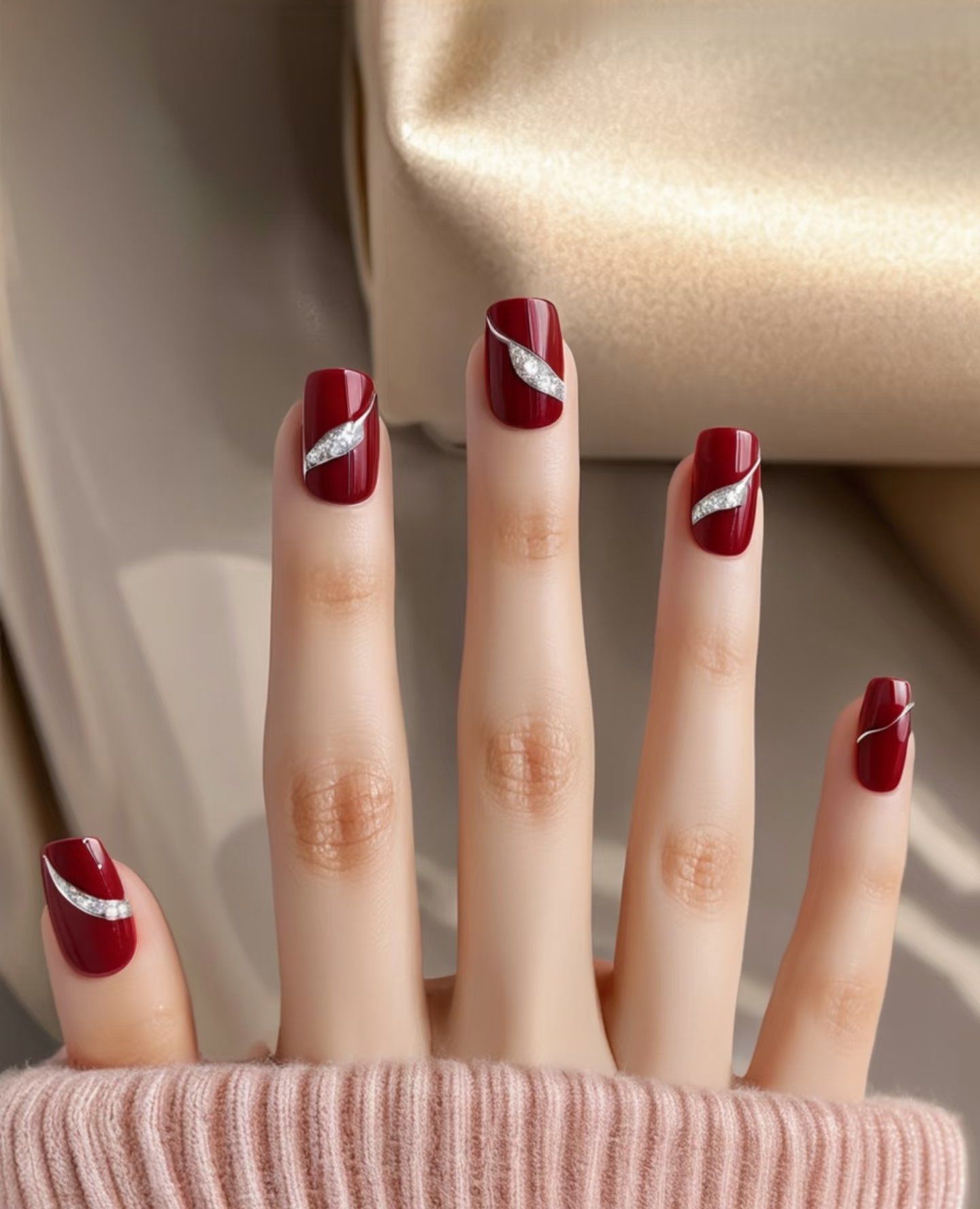 超显手白的红美甲💅🏻