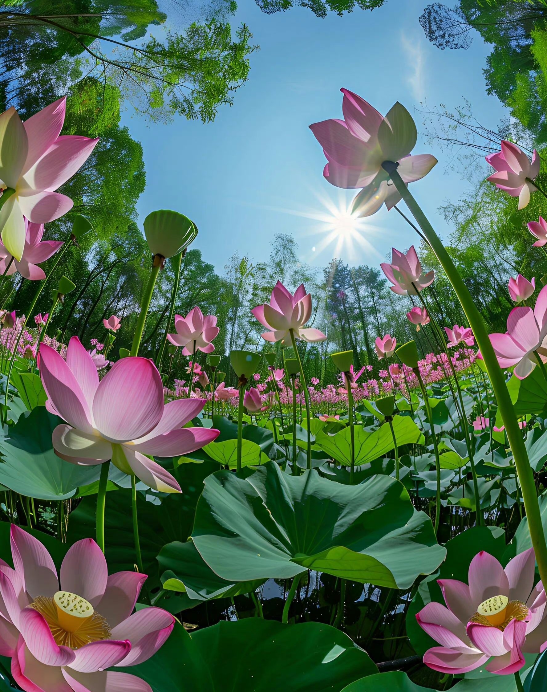 点评夏日有凉方夏天到了,公园里的荷花都开了,美不胜收,大饱眼福,在