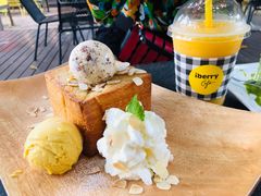 冰淇淋双球土司-莓园冰淇淋店