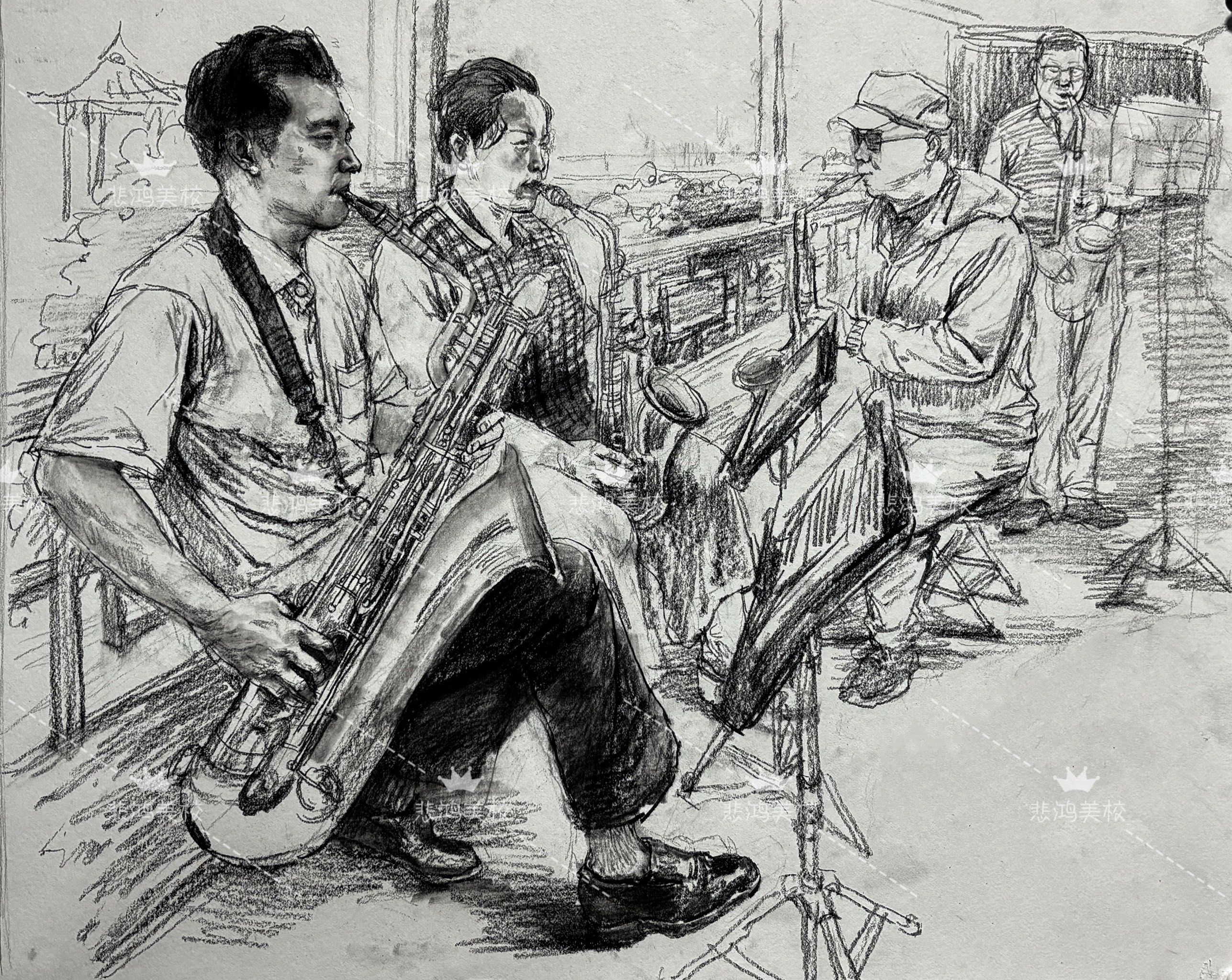 上海美术艺考速写考试高分范画