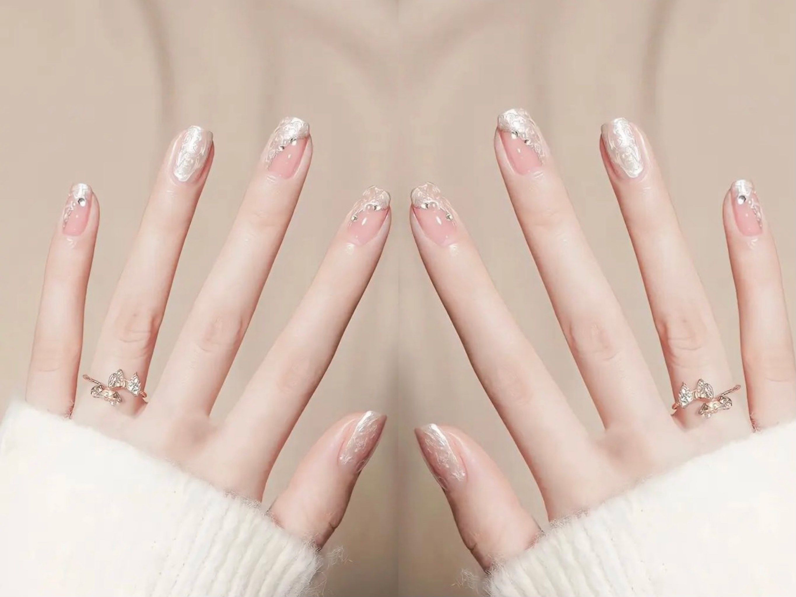 秋季温柔裸色系简约甜美高级气质美甲