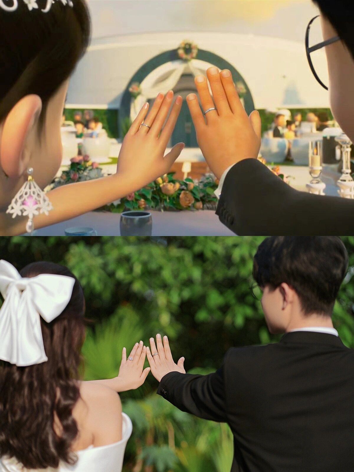 磕了整个童年的cp,大雄同款婚纱照[礼花]