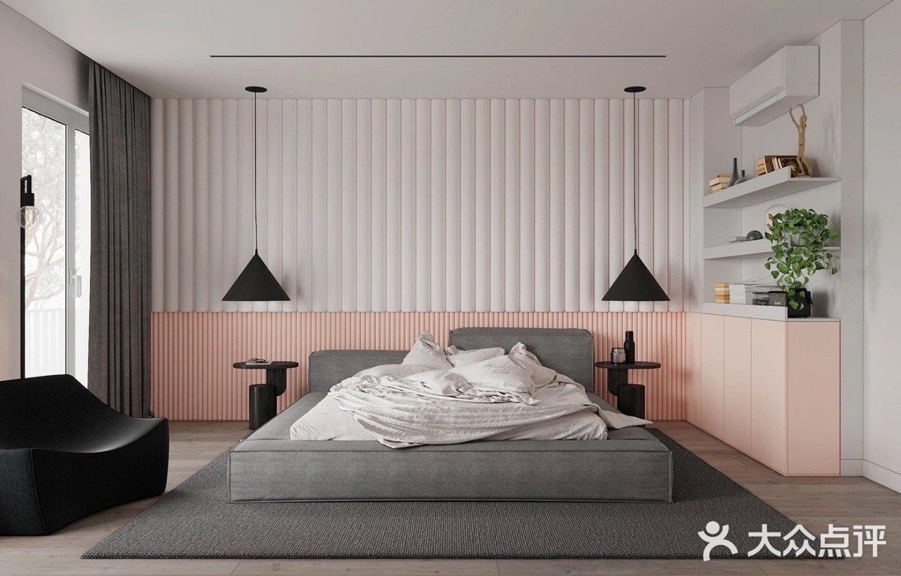 高级灰+粉色loft，全屋衣柜无把手，炫酷卫生间太惊艳！