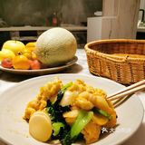 一人食之鲜虾仁青菜炒年糕