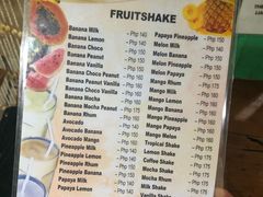 菜单-Jonah's Fruit Shake & Snack Bar