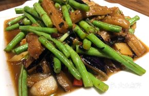 Basil Green Bean and Eggplant Strips