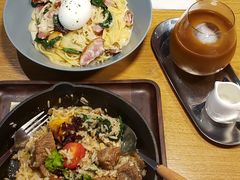 波波蛋奶油菠菜鸭胸意大利面-奎克咖啡Cuiqu(晶品店)