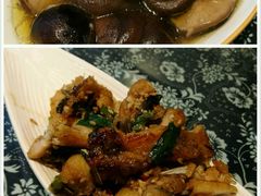菜油蒸香菇和酒娘煎鱼-醉南拳客家菜·河田鸡(西禅寺杨桥店)