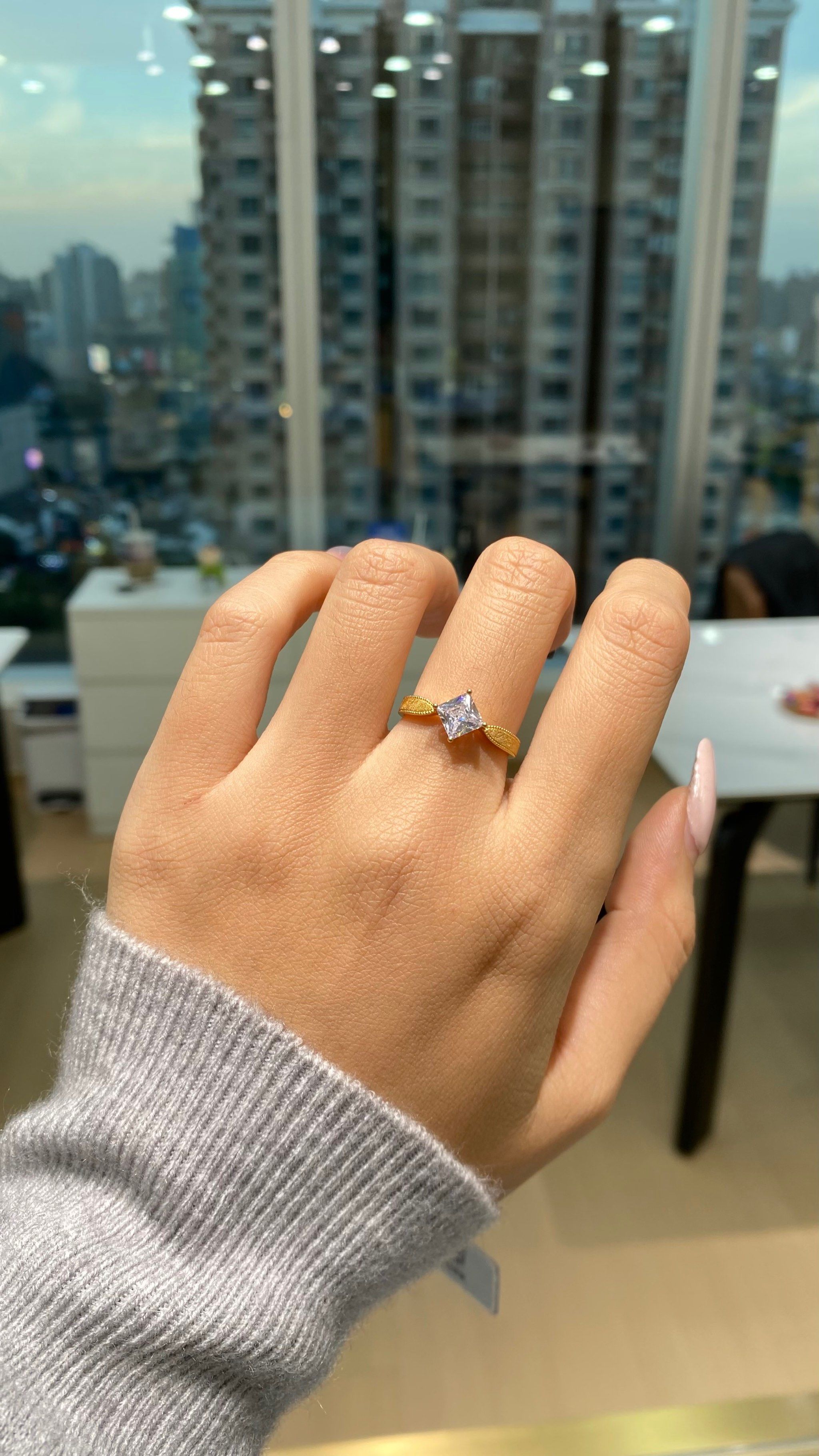 复古宫廷风公主方钻戒