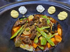 排骨土豆豆角玉米茄子南瓜铁锅炖-缘福乡村铁锅炖民宿(八达岭店)