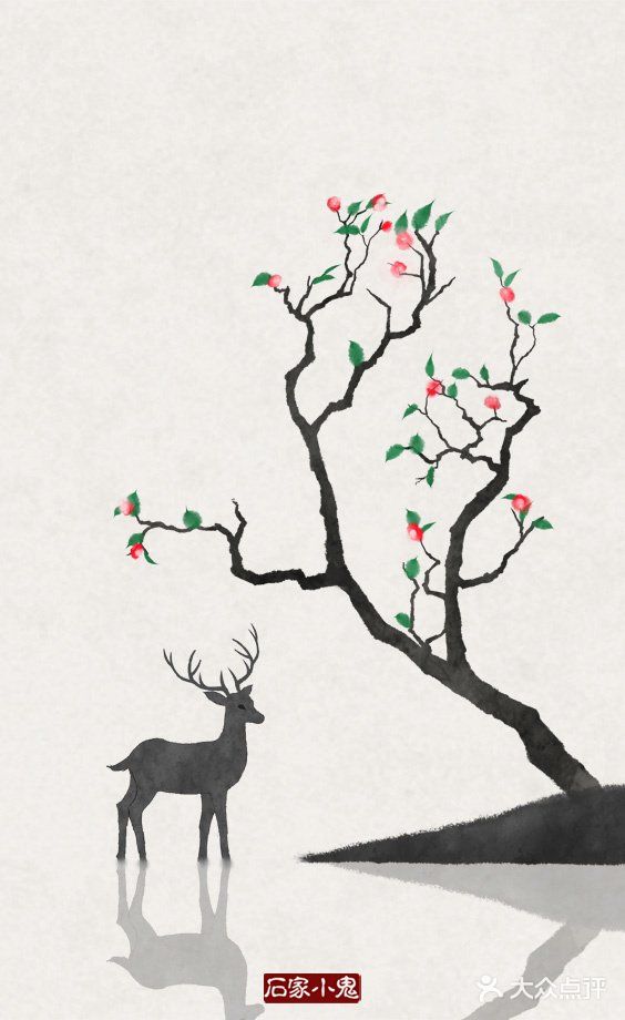 一组国画梅花鹿作品欣赏[调皮][调皮]