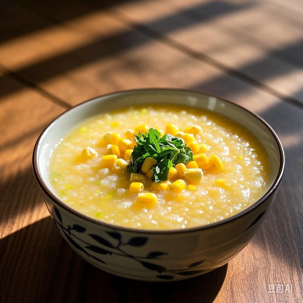 玉米粥是粗粮食品,含有丰富的膳食纤维,能