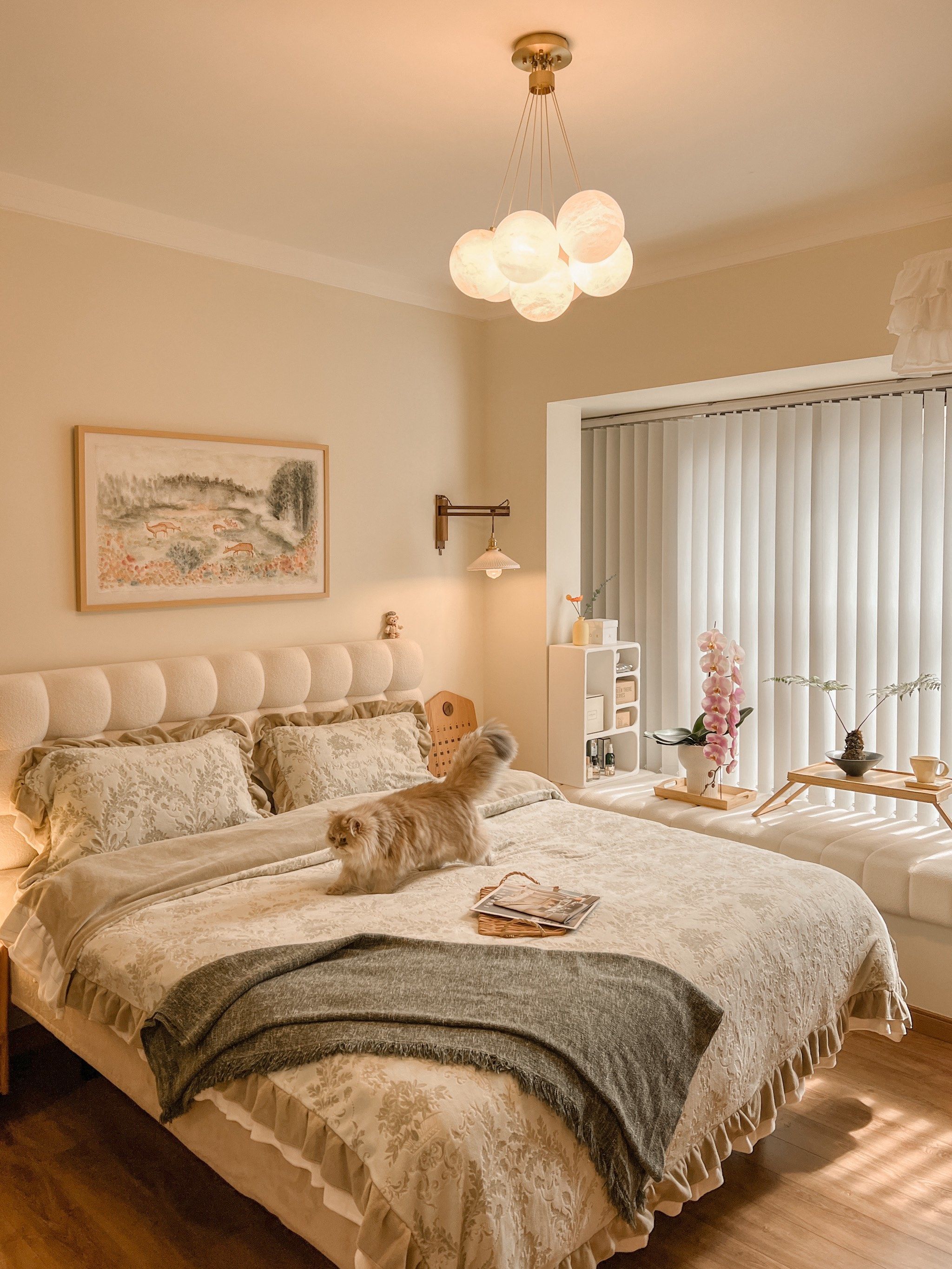 9平米奶油原木风卧室🍞和小猫的治愈宅家!