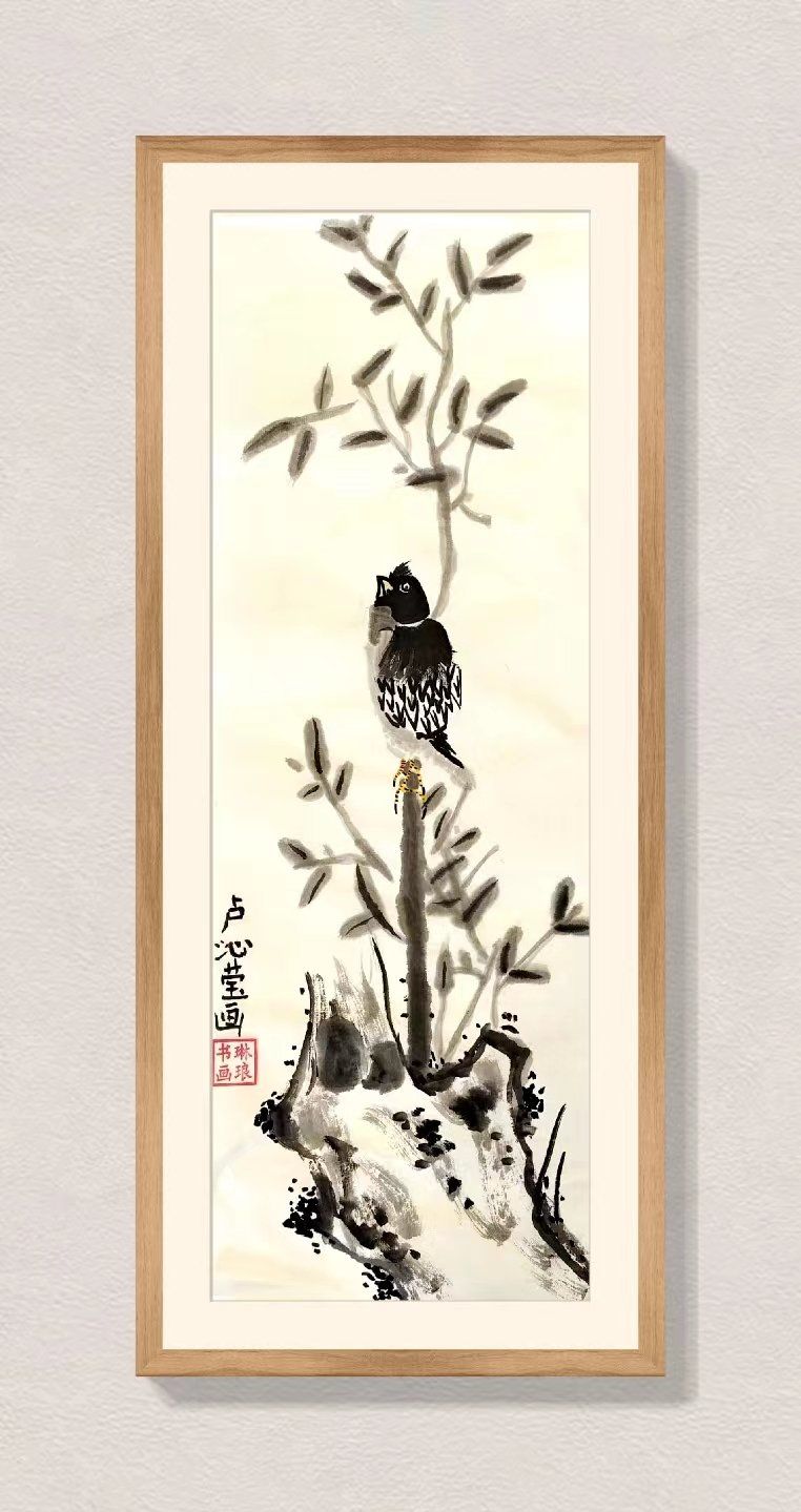 学习国画一年多的小朋友画的花鸟,用笔用墨已经非常熟练了