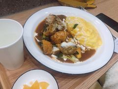 煎口蘑咸奶油咖喱蛋包饭-池奈·咖喱蛋包饭(熙地港店)