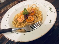 鲜虾蒜辣意面-小食院简餐厅