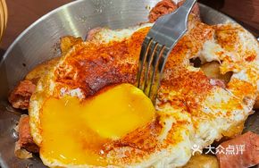 Scrambled Egg with Potato and Sausage Salad