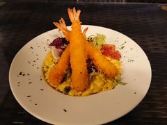 南瓜汁天婦羅炸蝦意大利飯-layback cafe & bar