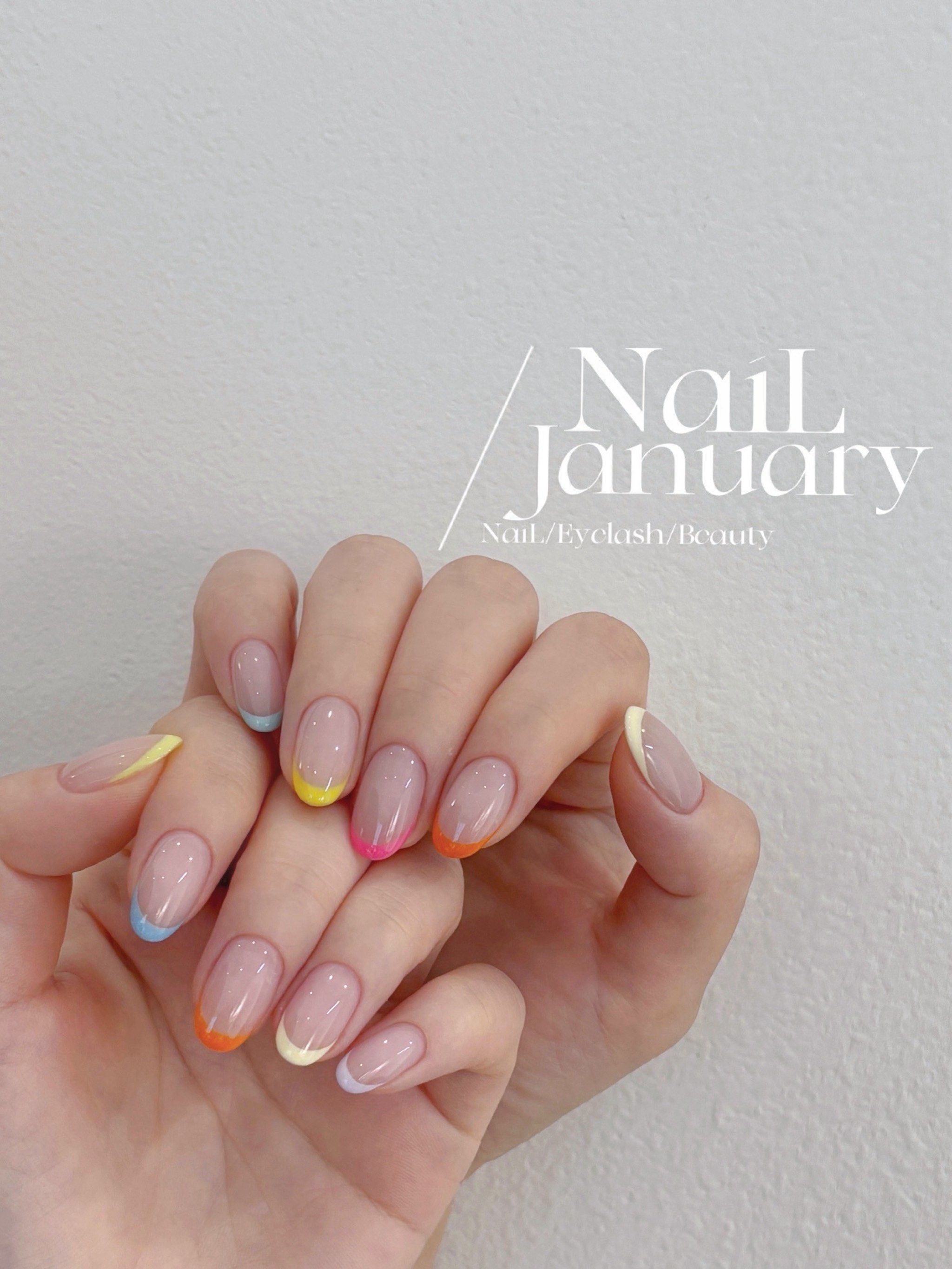 清爽夏日指尖时尚,法式彩色美甲[66粽]