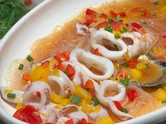 彩椒酱蒸鲜鱿-张家卫·阳江菜·小海鲜(肥婆湾桥店)