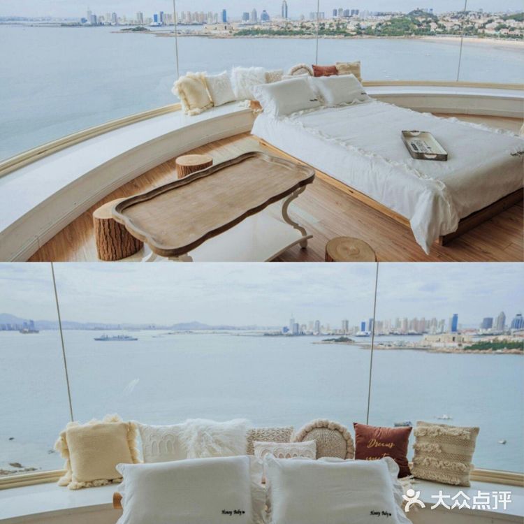 100多💰青岛270°海景民宿‼️躺在床上看大海