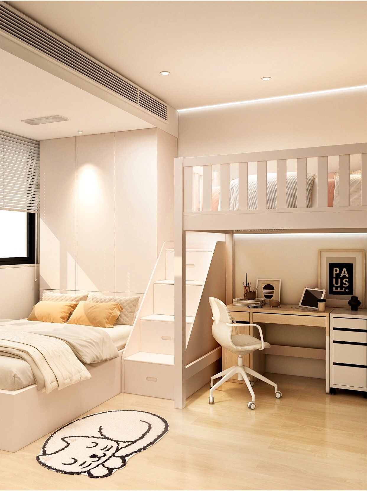 俩娃的儿童房高低床的满分做法,快来看看吧