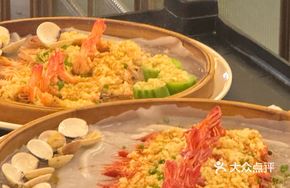 Steamed Squid and Shrimp in Bamboo Basket