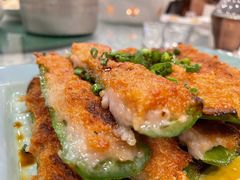豉油皇煎酿尖椒拼煎墨鱼饼-六婶西关小厨(光塔路店)
