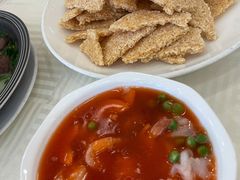 茄汁虾球锅巴-怡园饭店-餐厅(四望亭店)