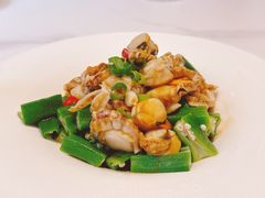 秋葵捞扇贝-双合园·海鲜水饺青岛菜(万佳广场店)