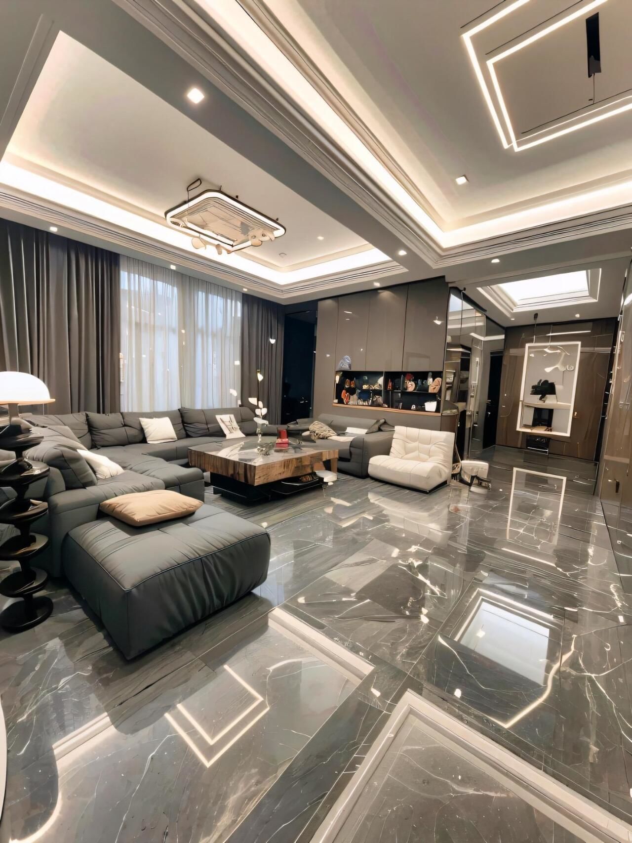 上海别墅装修 意式轻奢 无主灯设计