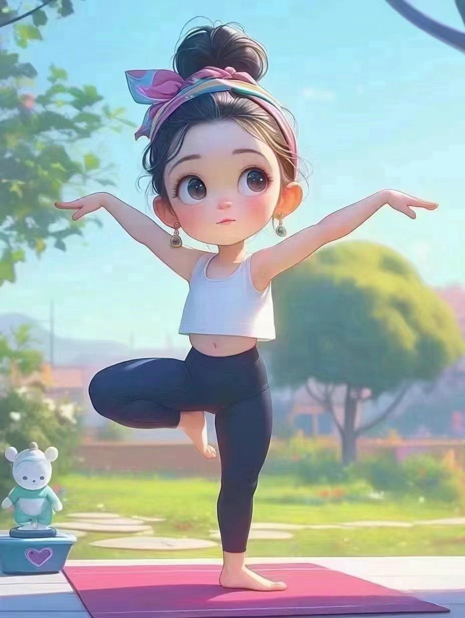 姐妹同练瑜伽动作