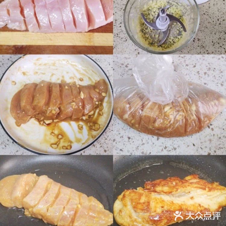 鸡胸肉、大蒜、蚝油，生抽、料酒、黑胡椒