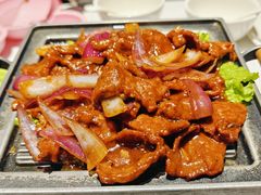 铁板黑椒牛柳-聚味坊烤鸭店(草桥店)