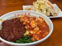 油泼+西红柿面-手擀菠菜面(西康路店)