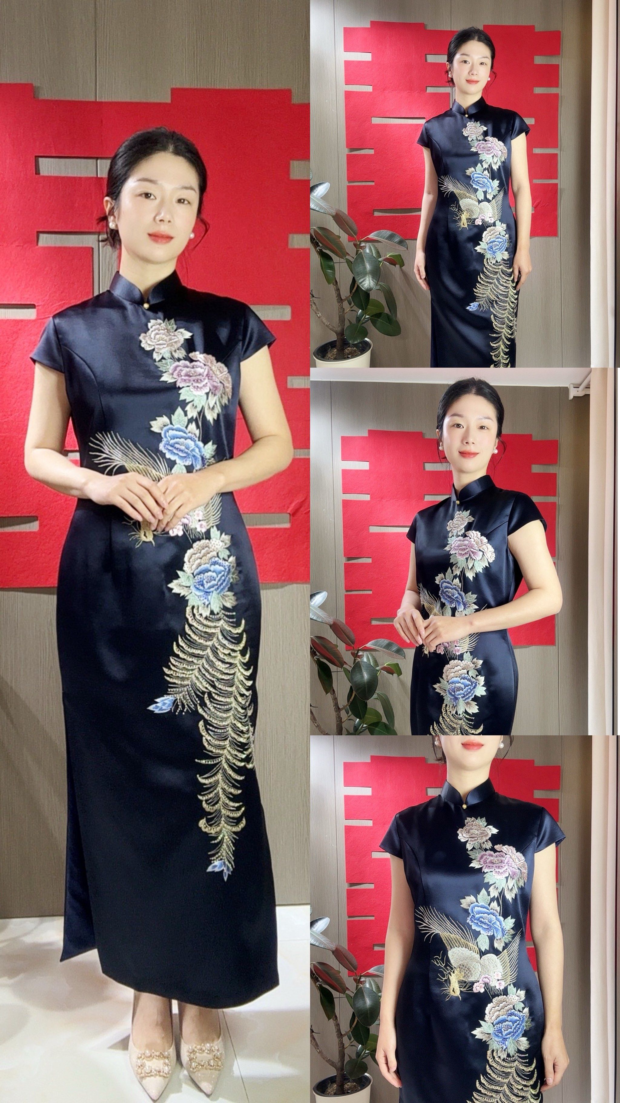 中式传统的美喜妈妈喜婆婆旗袍