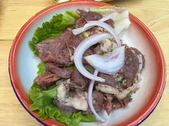 招牌鲜拌羊肉-陈叉子钢盆烤肉(中原万达店)