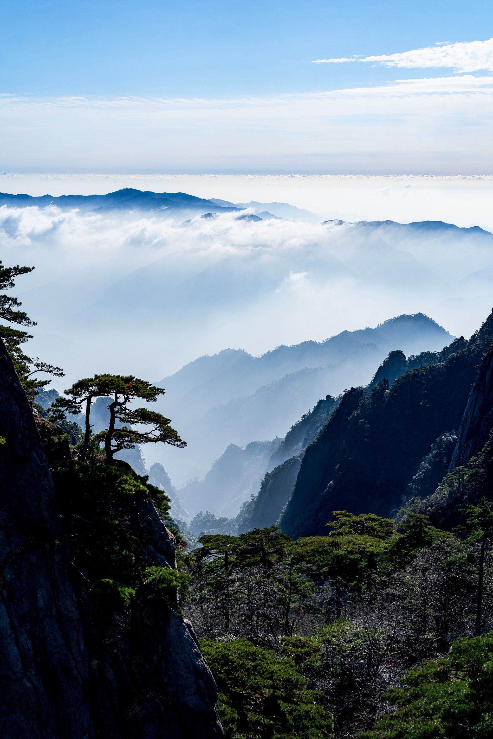 黄山天都峰云海终于看到了