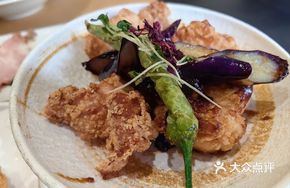 Black Vinegar Fried Chicken with Long Eggplant