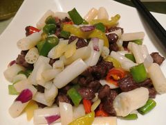 藕带炒雪花牛肉粒-敦煌喜宴(万达广场店)