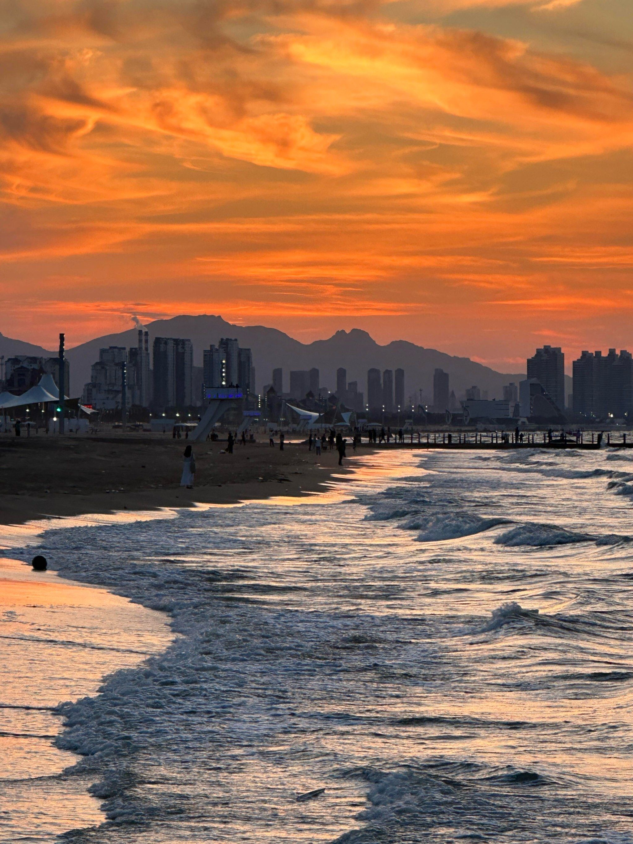 烟台海上日落鲨疯了.谁懂这种氛围