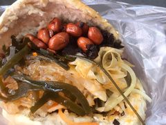 鸭蛋花干加馍-三兄弟高炉烧饼