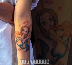 可爱性感的美人鱼 图案设计：杰Tattoo刺青.唐·大屁 纹身师：杰Tattoo刺青主理人 TianJin.China-杰TATTOO刺青