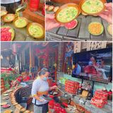 满桌的美食，明天开始减肥[胜利]