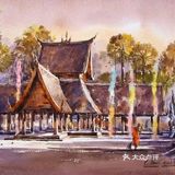 自然的美景，水彩笔的描绘[加油]