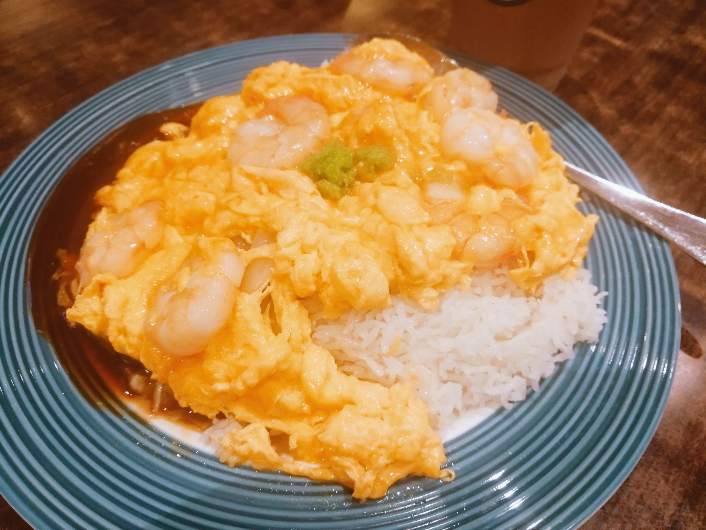 超级大颗虾仁的滑蛋饭!