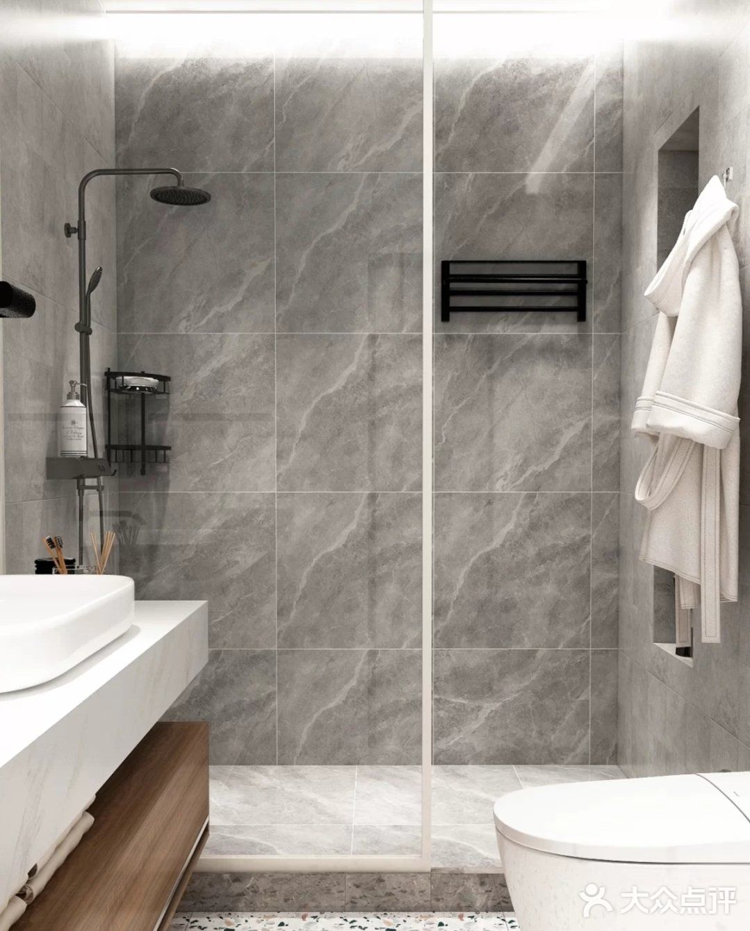 【5m²简约灰浴室丨化繁为简】 ◆卫生间选用灰色调营